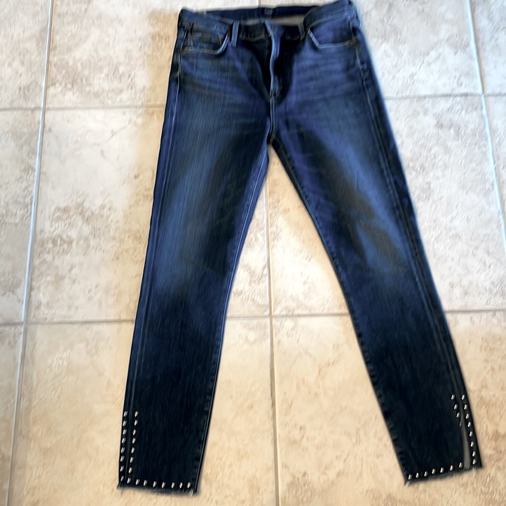 Citizen of Humanity jeans with studded slit around bottom of legs.